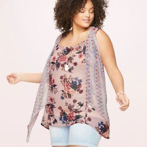 Pink tank with cami & necklace